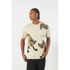 KOAJ - Camiseta cuello redondo kaki con arte del Rey León Hombre