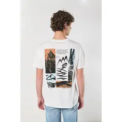 KOAJ - Camiseta manga corta unicolor con estampado en frente y Hombre