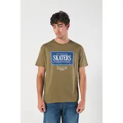 KOAJ - Camiseta manga corta unicolor con estampado en frente Hombre