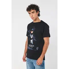 KOAJ - Camiseta manga corta negra con diseño de Batman HOMBRE