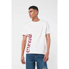 KOAJ - Camiseta crema manga corta con diseño rojo de Coca-Col Hombre