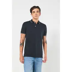KOAJ - Camiseta manga corta polo unicolor con doble botón en f Hombre