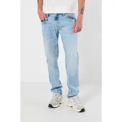 KOAJ - Jean slim azul claro ajustado tiro bajo con rotos HOMBRE
