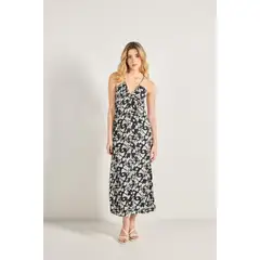 KOAJ - Vestido largo para mujer en tono negro, elaborado en tela MUJER