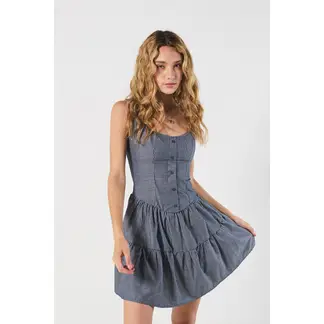 KOAJ - Vestido corto azul intenso a rayas con manga sisa MUJER