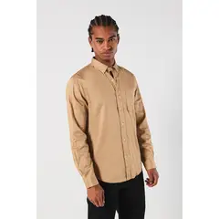 KOAJ - Camisa button down, manga larga con mini print Hombre