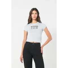 KOAJ - Camiseta acanalada manga corta con estampación tipo col Mujer