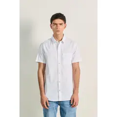 KOAJ - Camisa blanca manga corta con bolsillo en el pecho Hombre