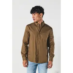 KOAJ - Camisa unicolor con cuello button down en algodón Hombre