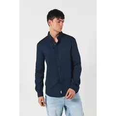 KOAJ - Camisa unicolor con cuello button down en algodón Hombre