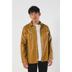 KOAJ - Sobrecamisa unicolor en PU con broches y bolsillos Hombre