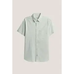 KOAJ - Camisa en algodón unicolor con bolsillo y manga corta HOMBRE