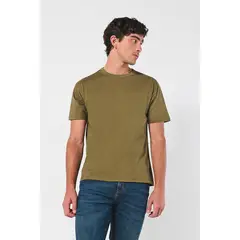 KOAJ - Camiseta unicolor en algodón con hombro rodado y manga Hombre