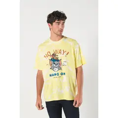 KOAJ - Camiseta tie dye amarilla oversize de Tom y Jerry Hombre
