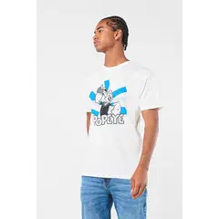KOAJ - Camiseta crema clara cuello redondo con diseño de Popey Hombre