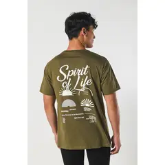 KOAJ - Camiseta manga corta unicolor con estampado en frente y Hombre
