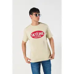 KOAJ - Camiseta manga corta unicolor con estampado en frente HOMBRE