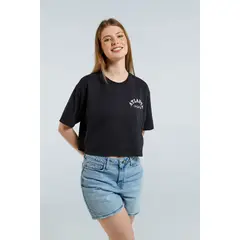 KOAJ - Camiseta crop top oversize para mujer en color azul oscur MUJER