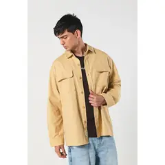 KOAJ - Sobrecamisa oversize unicolor con bolsillos y cuello sp Hombre