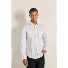 KOAJ - Camisa unicolor manga larga para hombre, confeccionada Hombre