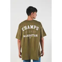 KOAJ - Camiseta verde oscura oversize college manga corta Hombre