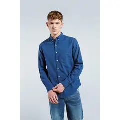 KOAJ - Camisa unicolor en Oxford con bolsillo y cuello button do HOMBRE