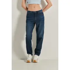 KOAJ - Jean boyfriend tiro alto azul medio Mujer