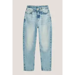 KOAJ - Jean mom para mujer en tono azul claro cuenta con súper Mujer