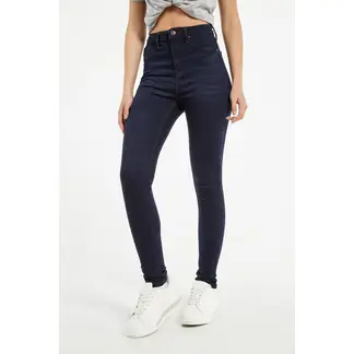 KOAJ - Jean jegging azul intenso con costuras cafés y tiro súp Mujer