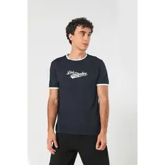KOAJ - Camiseta manga corta unicolor con contrastes y estampad Hombre