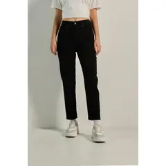 KOAJ - Jean mom negro súper tiro alto con bota recta y bolsill