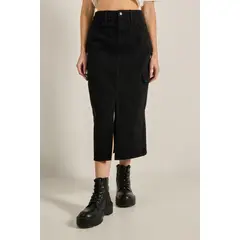 KOAJ - Falda cargo en jean negra con bolsillos y abertura en fre MUJER