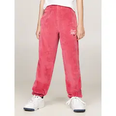 TOMMY HILFIGER - Pantalón Niña Rosa Velour Con Logo Script