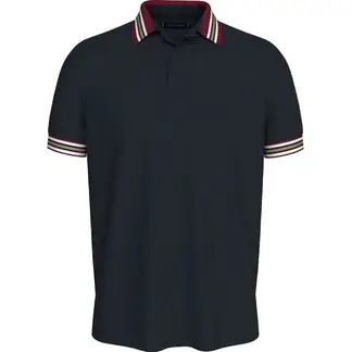 TOMMY HILFIGER - Polo azul de corte regular con cuello a contraste