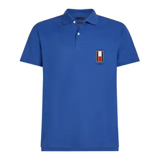 TOMMY HILFIGER - Polo azul de corte regular con logo vertical