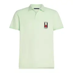 TOMMY HILFIGER - Polo verde de corte regular con logo vertical