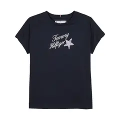 TOMMY HILFIGER - Camiseta Niña Azul Con Logo Gráfico