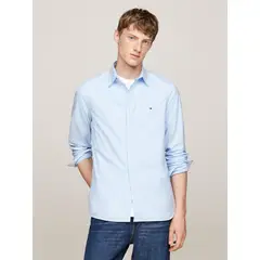 TOMMY HILFIGER - Camisa azul con microestampado de cuadros Vichy