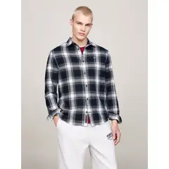 TOMMY HILFIGER - Camisa Azul De Cuadros Amplia Tommy Jeans