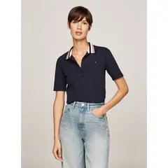 TOMMY HILFIGER - Polo azul de piqué con corte slim