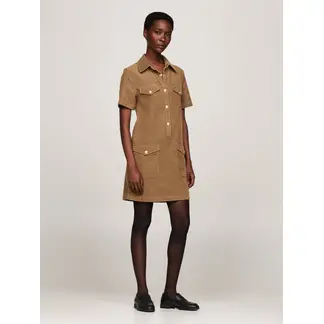 TOMMY HILFIGER - Vestido beige corto de manga corta