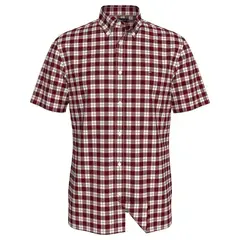 TOMMY HILFIGER - Camisa De Algodón Con Cuadros Vinotintos
