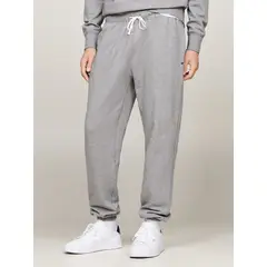 TOMMY HILFIGER - Joggers gris de felpa con bajo elástico