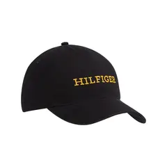 TOMMY HILFIGER - Gorra negra de béisbol con seis paneles y logo