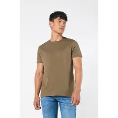 KOAJ - Camiseta en algodón unicolor ajustada con manga corta HOMBRE