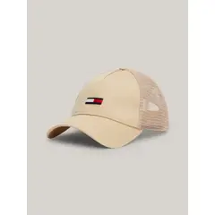 TOMMY HILFIGER - Gorra beige de béisbol Trucker con logo alargado