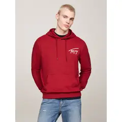 TOMMY HILFIGER - Buzo rojo con capota y logo distintivo Tommy Jeans