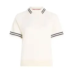 TOMMY HILFIGER - Saco Beige tejido tipo polo con ribetes de raya