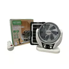 GENERICO - Ventilador Portátil Recargable Con Panel Solar Y Bombillo