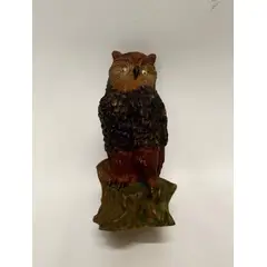 GENERICO - Escultura De Mesa Antigua De Buho Italy En Marmolina Y Oleo